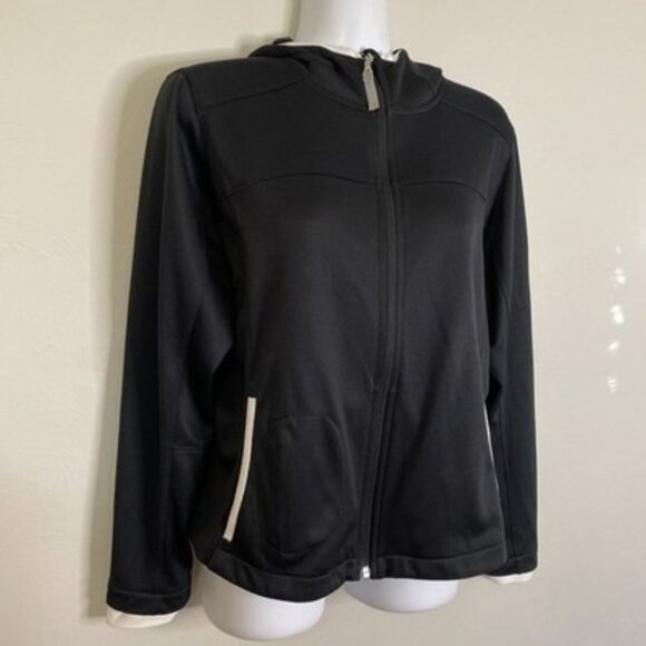 Nike Black Y2K Dri fit Track Jacket Embroidery Logo Coin Pocket Hooded full zip - Picture 2 of 16